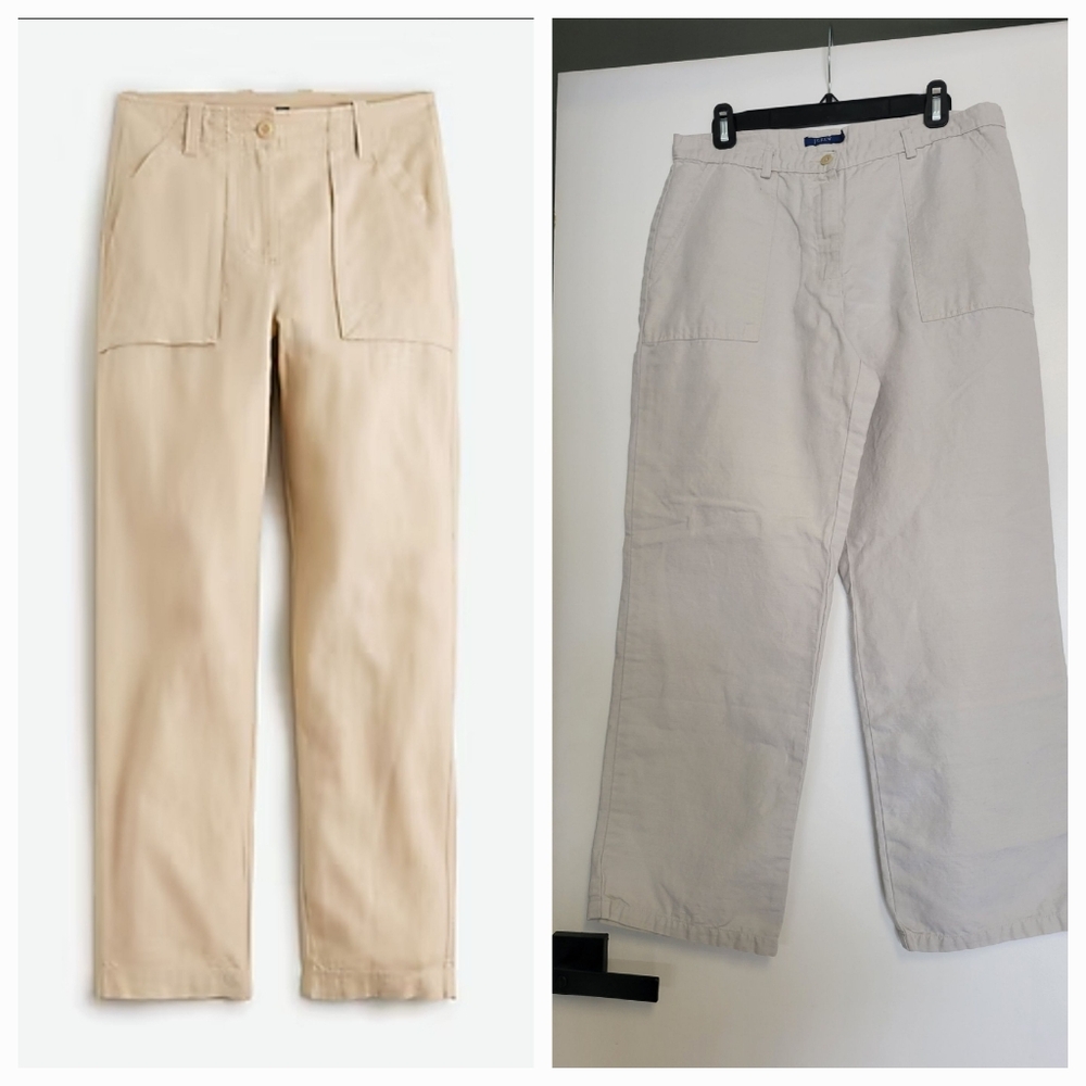 J.Crew Linen Cotton Cargo Casual Pants Size P12